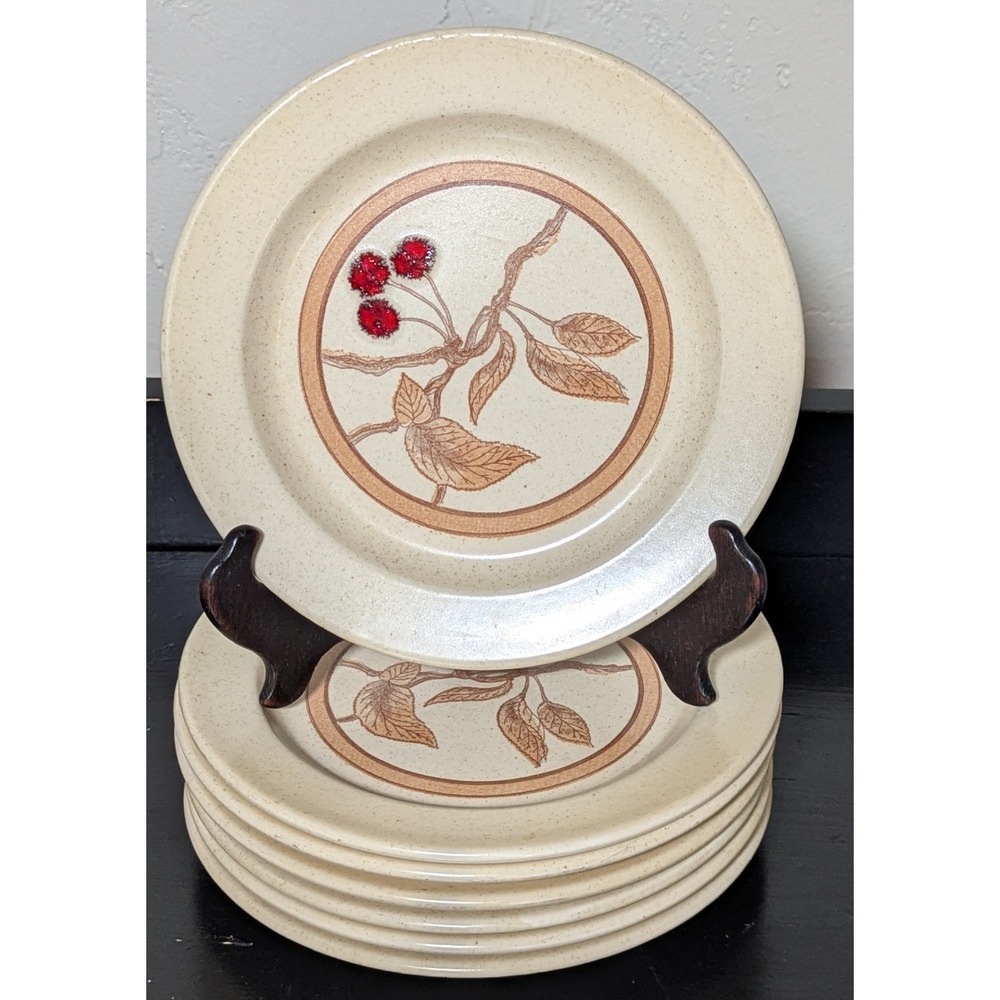 Vintage Anchor Hocking Wild Cherry Ironstone Salad/Dessert Plates Set‎ of Seven